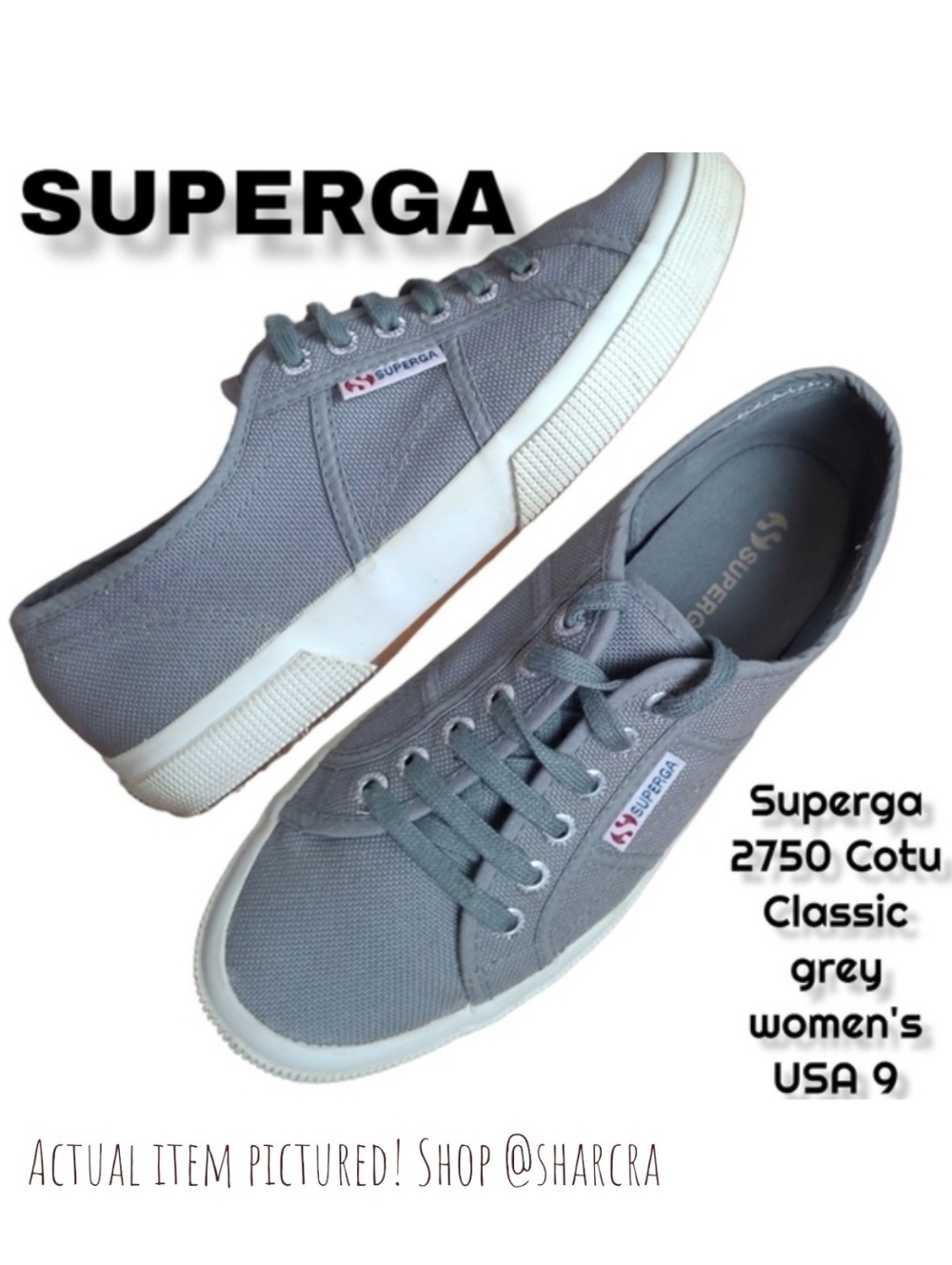 Superga Women 2750 Cotu Classic sneakers S000010-M3 lace-up Shoes canvas grey 9